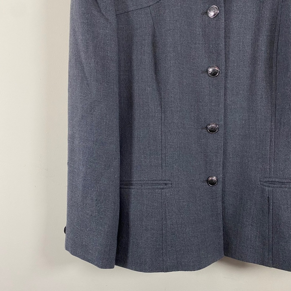 Vintage Rafaella 100% Wool Structured Button Up Jacket Collared Gray Women's 14 - Picture 4 of 9